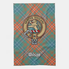Paño De Cocina Clan Wilson Escudo sobre el antiguo Tartán