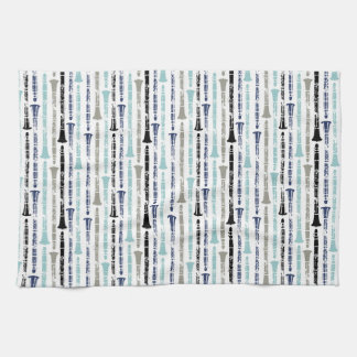 Paño De Cocina Clarinets Grunge - Azul y gris