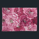 Paño De Cocina Clásica Cocina Floral De Clusters De Peonies Rosa<br><div class="desc">Toalla de cocina femenina,  elegante y clásica con conglomerados de peonías rosadas. Un acento perfecto para tu cocina.</div>