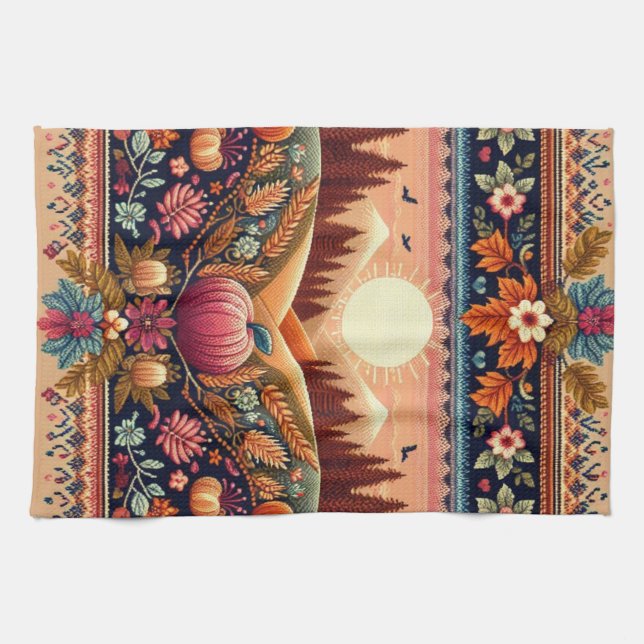 Paño De Cocina Clásica Fair Isle Fall/Otoño (Horizontal)