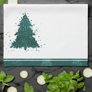 Paño De Cocina Clásica Navidad   Maravilloso Árbol Verde Negrita