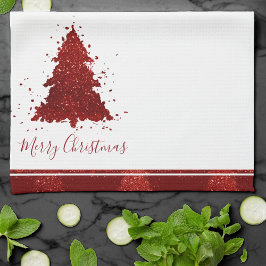 Paño De Cocina Clásica Navidad | Rich Crimson Red Tree