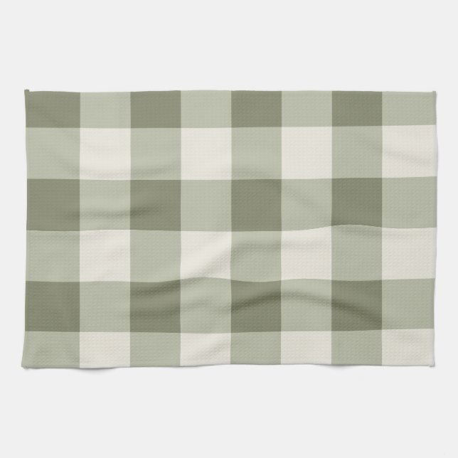 Paño De Cocina Clásico Green Farmhouse Gingham Style (Horizontal)