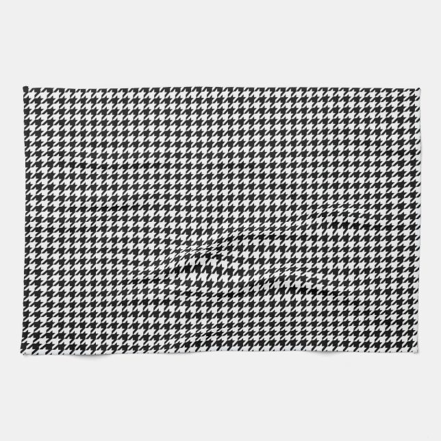 Paño De Cocina Clásico Houndstooth Blanco y Negro (Horizontal)