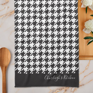 Paño De Cocina Clásico Moderno Houndstooth Negro y Blanco