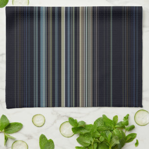 Paño De Cocina Clásico Navy y Rayas Multicolor Dorado