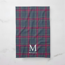 Paño De Cocina Clásico Navy y Rojo Tartán Cuadros de Navidad