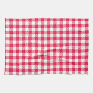 Paño De Cocina Clásico Patrón de Gingham Rojo y Blanco Rústico
