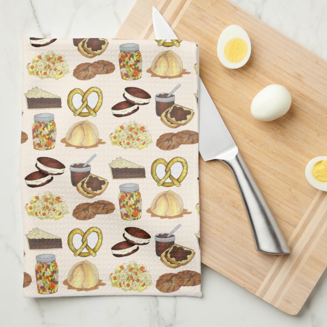 Paño De Cocina Clásico Pensilvania PA Platos holandeses de comida (Doblado Cuarto)