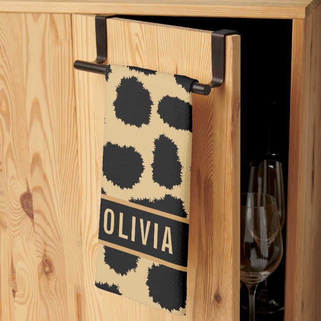 Paño De Cocina Clásico Personalizado Nombre Cheetah Estampado Ani (Pliegue de tercios)