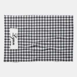 Paño De Cocina Classic Black & White Gingham | Personalized Name