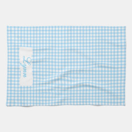Paño De Cocina Classic Blue & White Gingham | Personalized Name