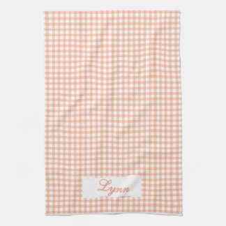 Paño De Cocina Classic Orange & White Gingham | Personalized Name