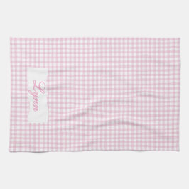 Paño De Cocina Classic Pink & White Gingham | Personalized Name