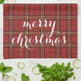 Paño De Cocina Classic Plaid Merry Christmas Festive -