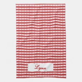 Paño De Cocina Classic Red & White Gingham | Personalized Name