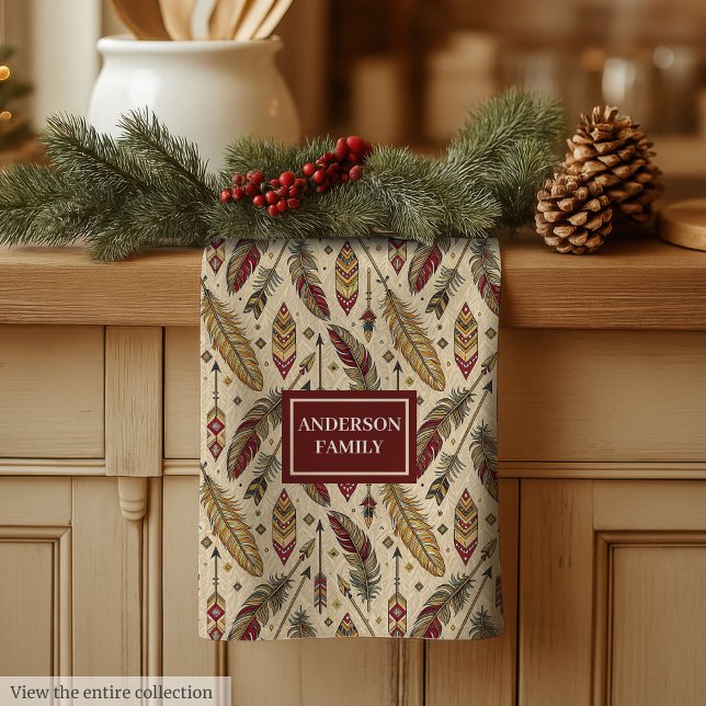 Paño De Cocina Classic Tribal Towel Personalized Feathers Accent (Classic Tribal Towel Personalized Feathers Accent)