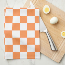 Paño De Cocina Classic visual orange checkerboard