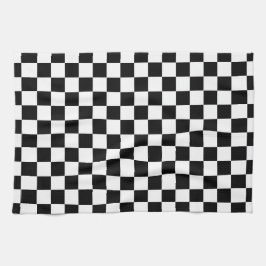 Paño De Cocina Classic White with Black Square Pattern Style