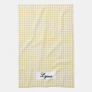Paño De Cocina Classic Yellow & White Gingham | Personalized Name