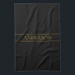 Paño De Cocina Classy Personalizable Gold Text & Lines<br><div class="desc">Su nombre o marca personalizada.</div>