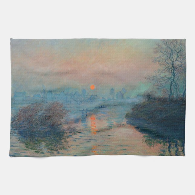 Paño De Cocina Claude Monet - Atardecer en el Sena en Lavacourt (Horizontal)