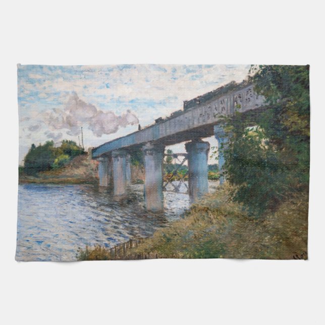Paño De Cocina Claude Monet - El puente ferroviario en Argenteuil (Horizontal)