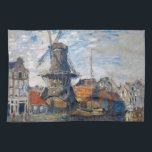 Paño De Cocina Claude Monet - Molino de viento, Amsterdam<br><div class="desc">El molino de viento en la Gracht Onbekende,  Amsterdam - Claude Monet,  Petróleo en lienzo,  1874</div>