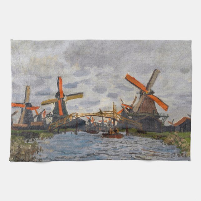 Paño De Cocina Claude Monet - Molinos de viento cerca de Zaandam (Horizontal)