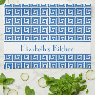 Paño De Cocina Clave de meandro griego azul personalizada