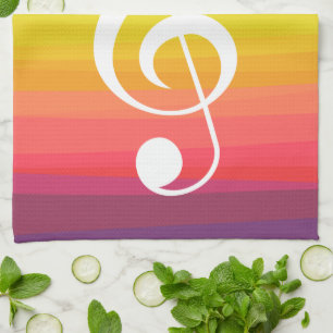 Paño De Cocina Clef agudo personalizado de la acuarela del arco