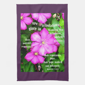 Paño De Cocina Clematis con romanos 5:3-5