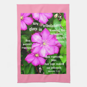 Paño De Cocina Clematis con romanos 5:3-5