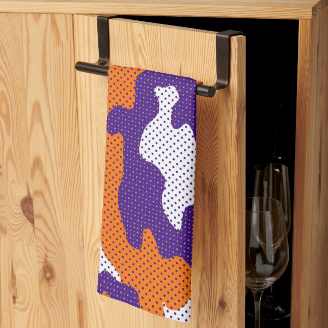 Paño De Cocina Clemson-Inspired Orange & Purple Tiger Camo (Pliegue de tercios)