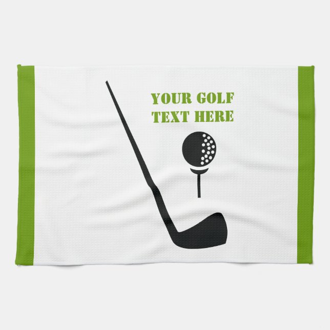 Paño De Cocina Club de golf y personalizado negro y verde (Horizontal)