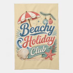 Paño De Cocina Club de Vacaciones Playeras Navidad Costera Retro