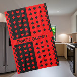 Paño De Cocina Clubes, espadas, corazones, diamantes - reina de p<br><div class="desc">Diseño de Guay en negro y rojo para todos los fans de póquer y puente y para todos los que les gustan los símbolos de cartas de juego! ¡Gran idea de regalo para ella!</div>