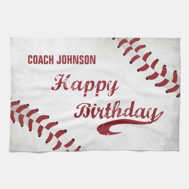 Paño De Cocina Coach Happy Birday Large Grunge Baseball, Sport (Horizontal)