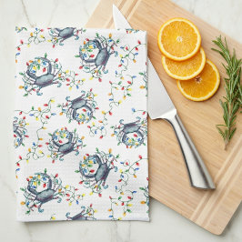 Paño De Cocina Coastal Crab Christmas Lights