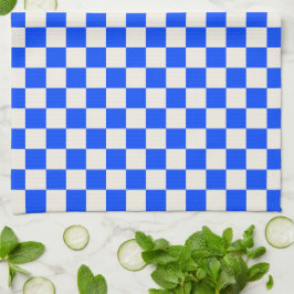 Paño De Cocina Cobalt and cream checkerboard pattern