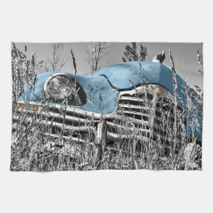 Paño De Cocina coche azul vintage