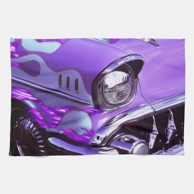Paño De Cocina Coche clásico: Chevrolet con la capilla llameante (Horizontal)
