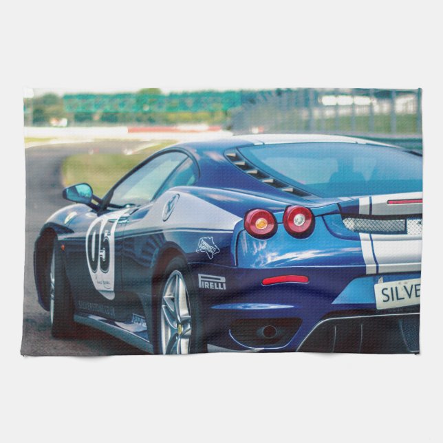 Paño De Cocina Coche de carreras azul (Horizontal)