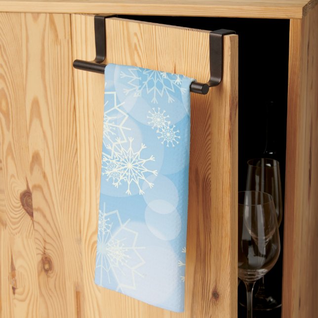 Paño De Cocina Cochitos de Navidad sobre un fondo azul (Pliegue de tercios)