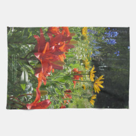 Paño De Cocina Cocina anaranjada profunda t del Delphinium azul