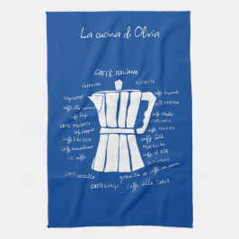 Paño De Cocina Cocina arte café espresso italiano moka azul
