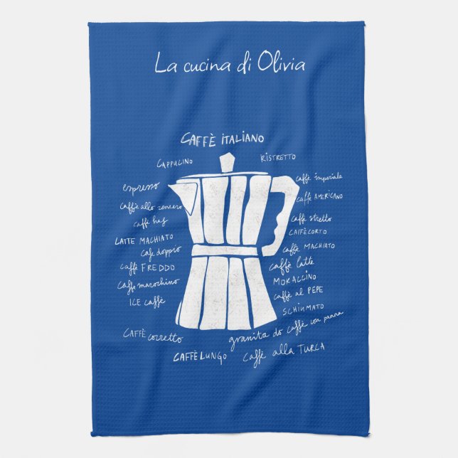 Paño De Cocina Cocina arte café espresso italiano moka azul (Vertical)