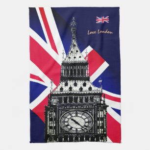 Paño De Cocina Cocina Bandera británica y británica, Big Ben Lo