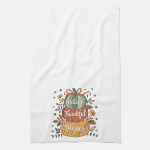 Paño De Cocina Cocina bendita de calabaza agradecida Otoño A
