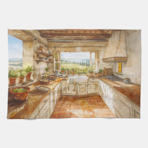 Paño De Cocina Cocina campestre toscana con granja soleada S